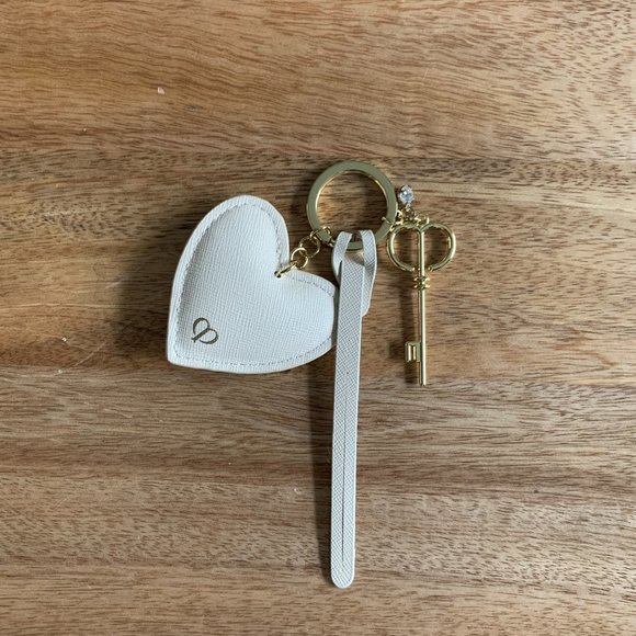 NEW CPB Women LOGO Key Chain Bag Charm, Golden and White - Picture 1 of 1